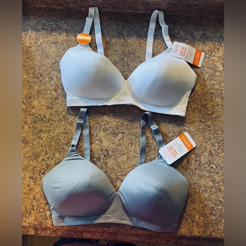 2 Warners Blissful Benefits ultra soft wire free bras 36D new w/tag